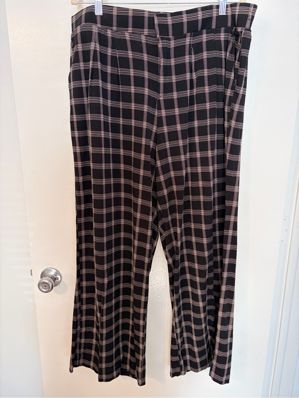 Torrid Studio 16R Black Plaid Wide Leg Pants Elastic Waist Pockets